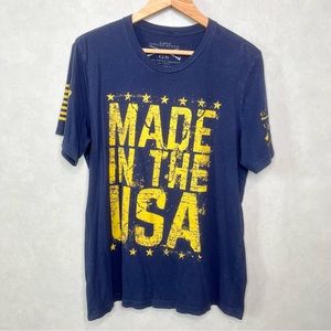 Grunt Style Men's Large Made In The USA Gold Navy Graphic T-Shirt 100% Cotton